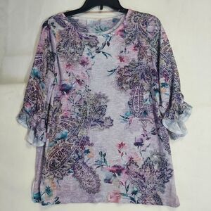 Paisley Print Top in Purple and Pink